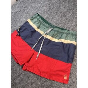 Vintage Nautica Swim Trunks Medium Red Blue Yellow Colorblock 90s‎ Logo Yachting